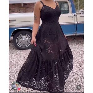 Elle Rebel Coachella valley lace maxi dress gothic black witch boho plus 3x